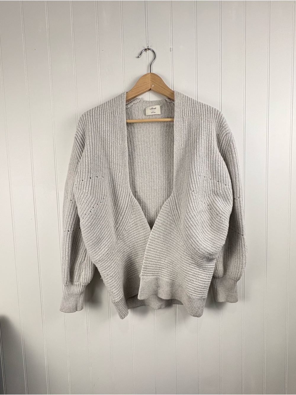 Wilfred Aritzia Merino Wool Open Cardigan Chunky‎ Knit Neutral Minimalist Small